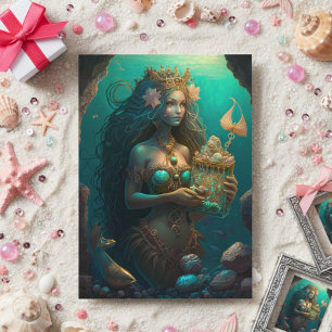 Mermaid Painting Birthday Present Card