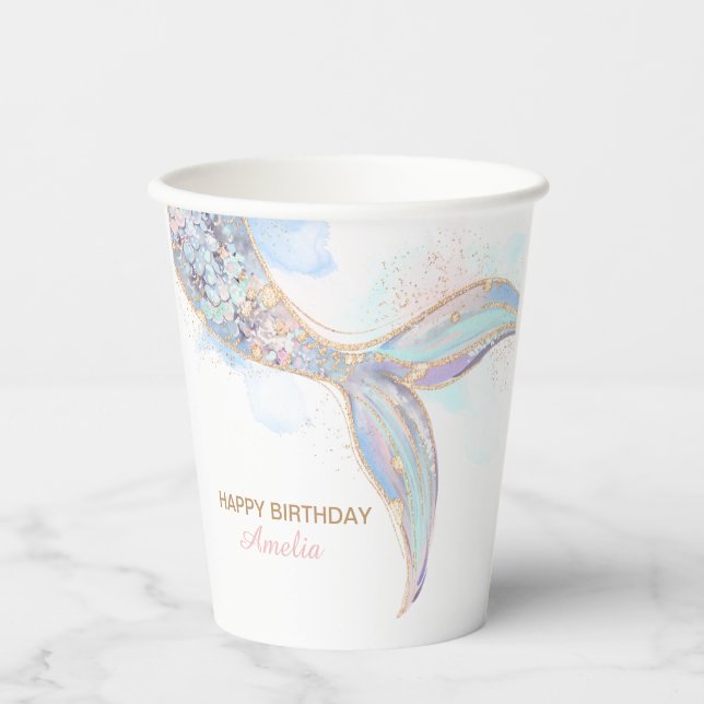 Mermaid paper cups, Mermaid birthday decor Paper Cups (Front)