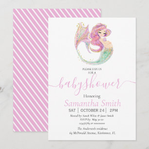 Mermaid Party Baby Shower Announcement