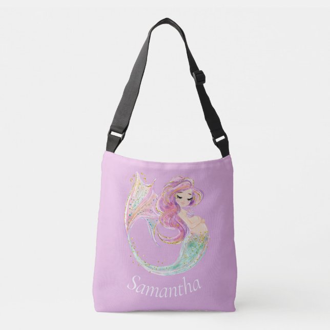 Mermaid Party baby shower pink Crossbody Bag (Front)