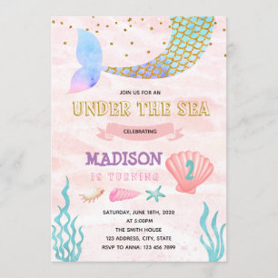 Mermaid party birthday invitation