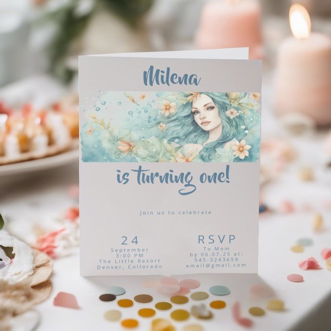 Mermaid party invitation first girls birthday (Creator Uploaded)