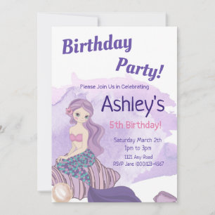 Mermaid Party Invitation, Mermaid Birthday Holiday Card