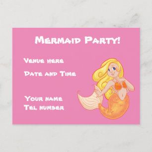 Mermaid Party Invitation Postcard