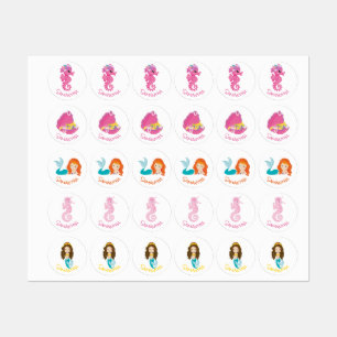 Mermaid Party Orange  Labels