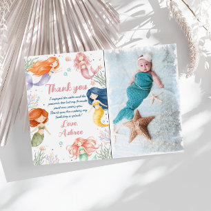 Mermaid Party Personalised with Mermaid Puns Thank You Card
