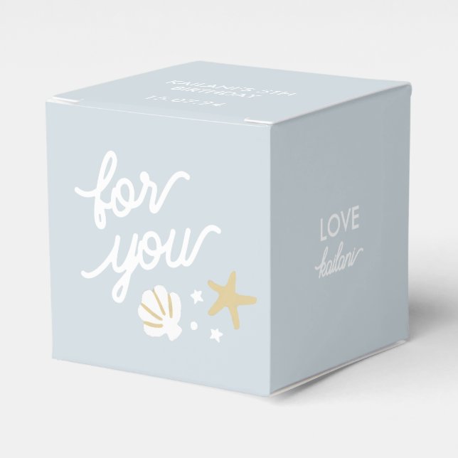 Mermaid Party Seashell Starfish Personalized Favour Box (Front Side)