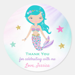 Mermaid Party Sticker Tag Mermaid Party Favour