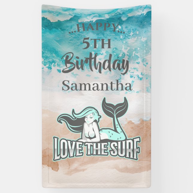MERMAID PARTY Surf Blue theme Banner (Vertical)