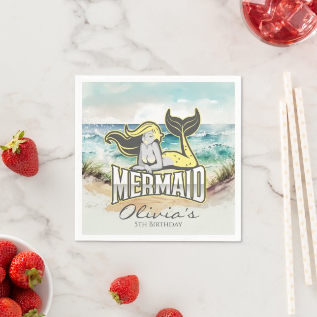 Mermaid Party  Yellow Napkin (Insitu)