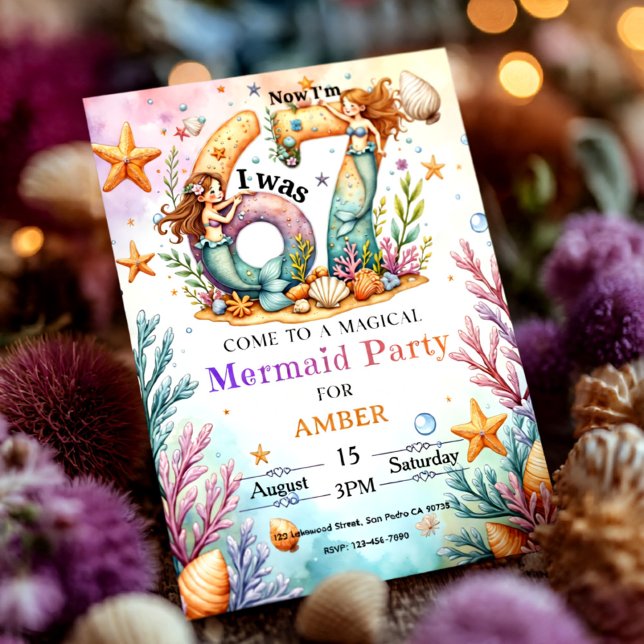 Mermaid Pastel Watercolor Under the Sea Party Invitation (Creator Uploaded)