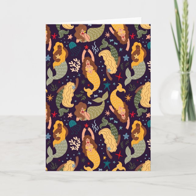 Mermaid Pattern | Blank Card (Front)