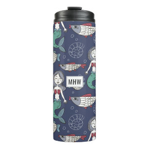 Mermaid Pattern custom monogram tumbler