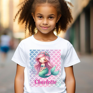 Mermaid pattern custom name T-Shirt