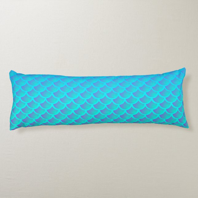 Mermaid Pattern In Aqua Blue and Purple Body Cushion (Back)