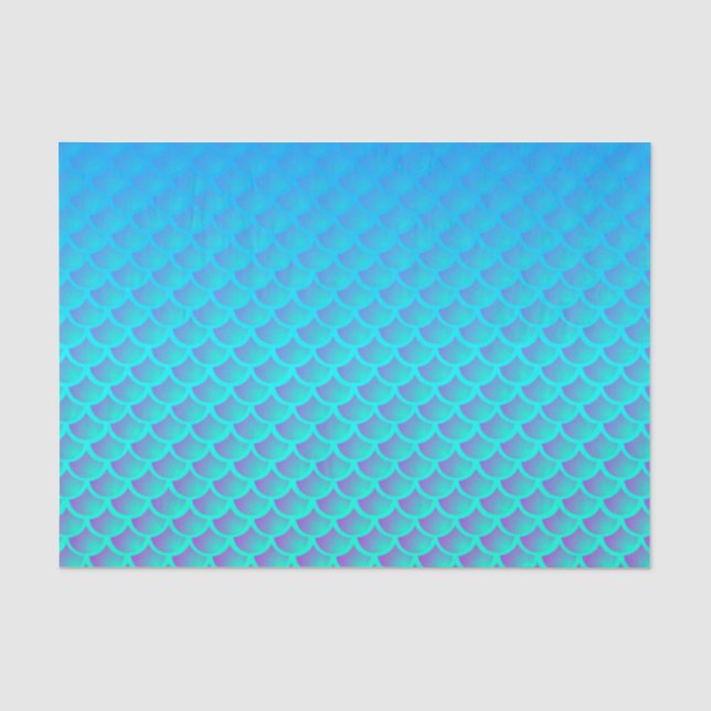 Mermaid Pattern In Aqua Blue and Purple Tissue Paper (Front)