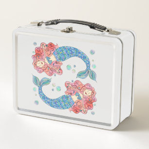 Mermaid Pattern Metal Lunch Box