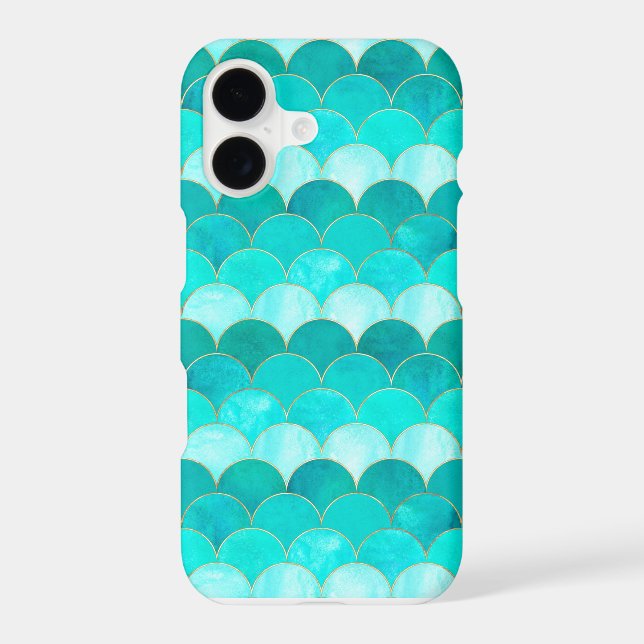 Mermaid pattern teal green  iPhone case (Back)