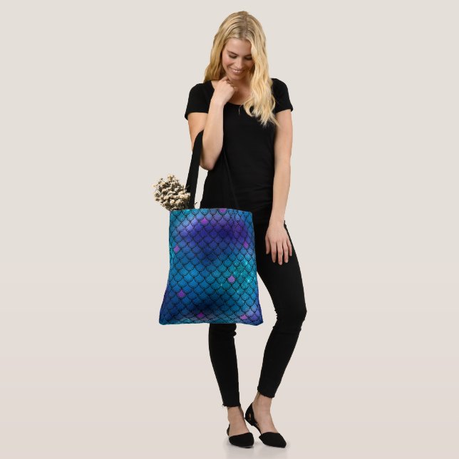 Mermaid Pattern Tote Bag - Customisable Beach Bag (On Model)