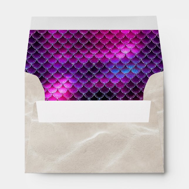Mermaid Pearls and Scales Pattern Pink ID600 Envelope (Back (Bottom))