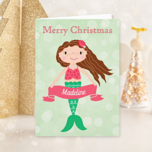 Mermaid Personalised Christmas Holiday Card