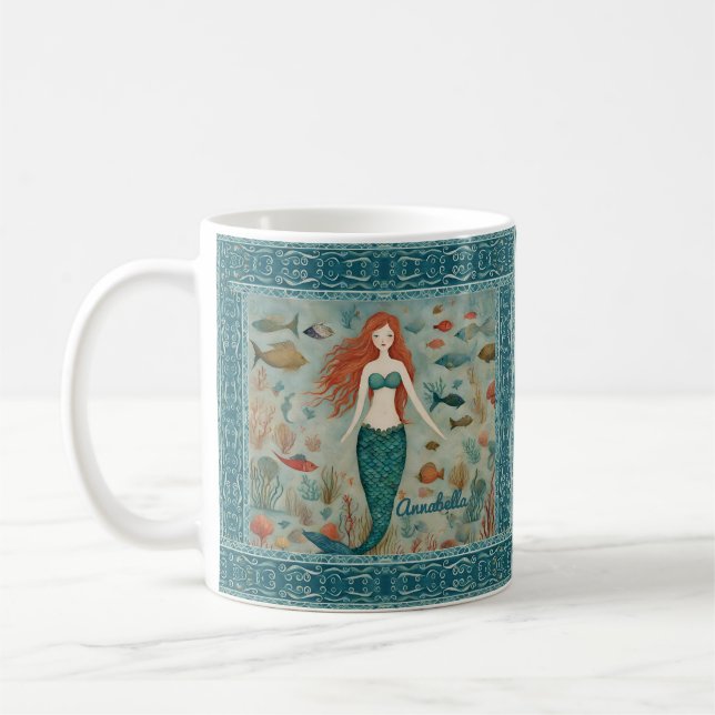  Mermaid Personalised Coffee Mug (Left)