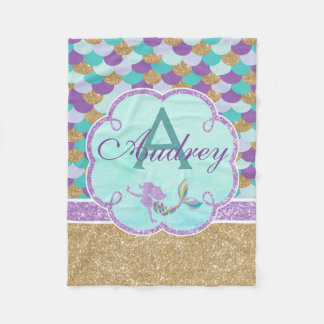 Mermaid Personalised Monogram Throw Blanket