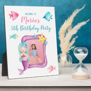 Mermaid Photo Birthday party Welcome sign Plaque
