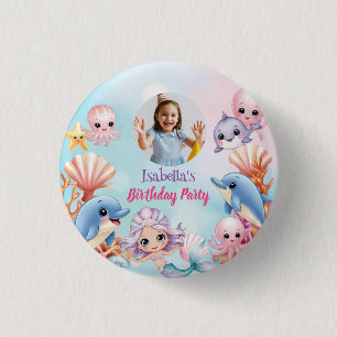 Mermaid Photo under the sea birthday 3 Cm Round Badge