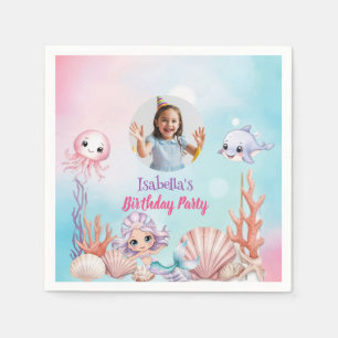Mermaid Photo under the sea birthday Napkin