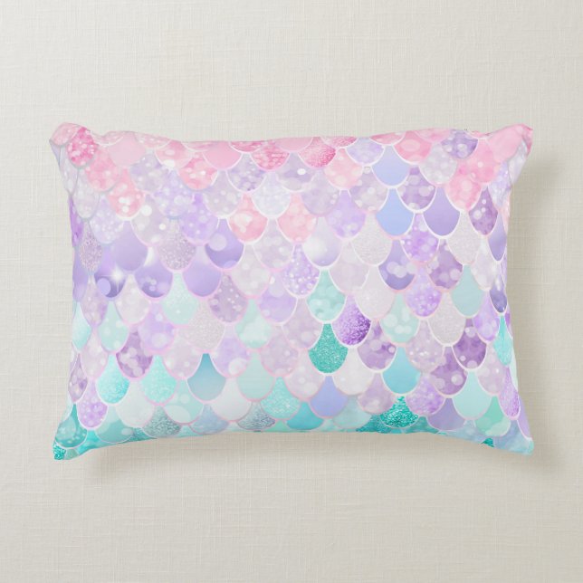 Mermaid Pillow, Cushion for Girls Bedroom Decor (Front)