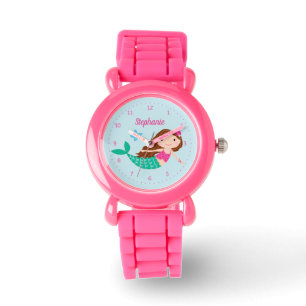 Mermaid Pink Blue Cute Personalised Watch