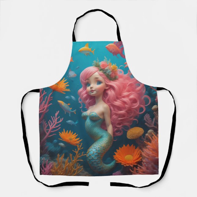 Mermaid Pink Cute Apron (Front)