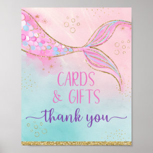 Mermaid Pink Gold Cards & Gifts Birthday Poster