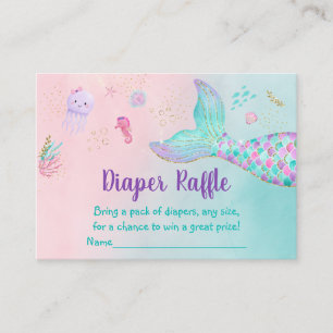 Mermaid Pink Gold Under The Sea Diaper Raffle Enclosure Card