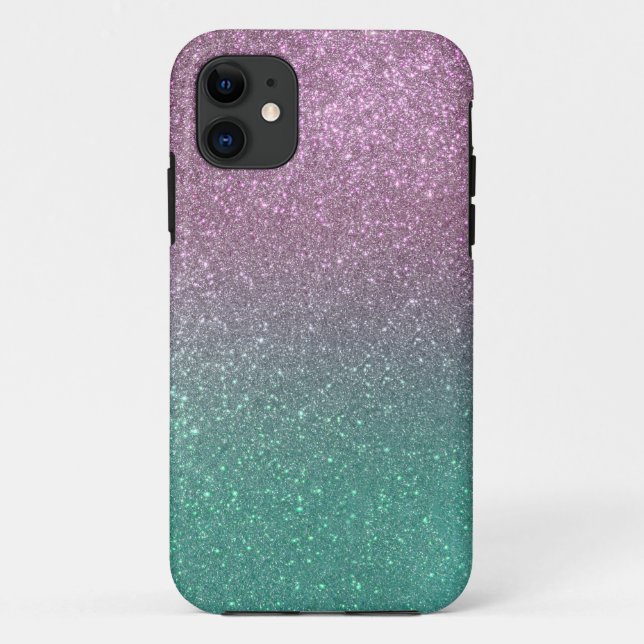 Mermaid Pink Green Sparkly Glitter Ombre Case-Mate iPhone Case (Back)