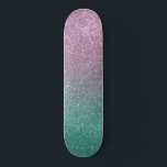 Mermaid Pink Green Sparkly Glitter Ombre Skateboard<br><div class="desc">This elegant and chic print is perfect for the trendy girly girl. It depicts a faux printed sparkly mermaid pink and green glitter ombre gradient. It's girly, pretty, glamourous, cute, and cool. ***IMPORTANT DESIGN NOTE: For any custom design request such as matching product requests, colour changes, placement changes, or any...</div>