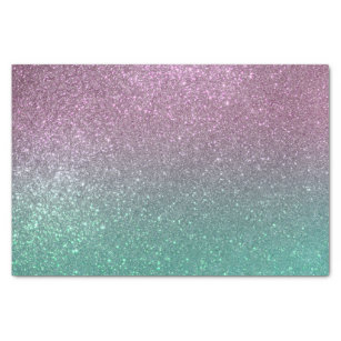 Mermaid Pink Green Sparkly Glitter Ombre Tissue Paper