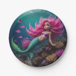 Mermaid Pink Paper Plate