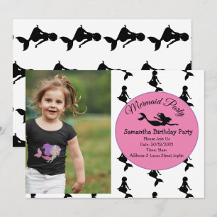 Mermaid Pink Purple Birthday Party Invitation