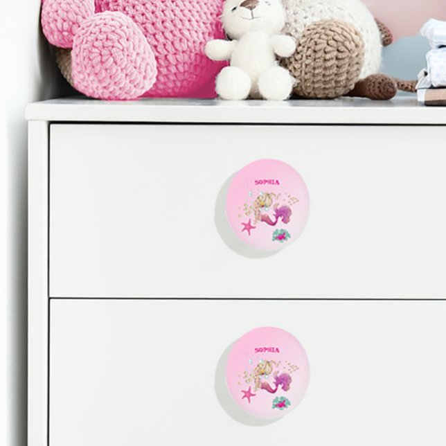 Mermaid Pink Starfish Nursery Decor Ceramic Knob (Creator Uploaded)