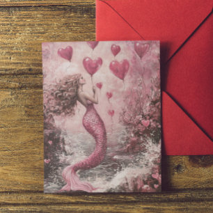 Mermaid Pink Valentine's day  Card