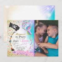 Mermaid Pirate Birthday Invitation Siblings Party