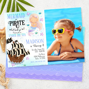 Mermaid & Pirate Party Under the Sea Birthday Invitation