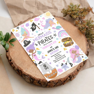 Mermaid Pirate Sibling Joint Birthday Invitation