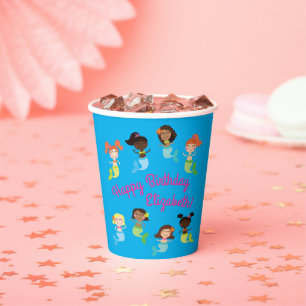 Mermaid Pool Birthday Party Kids Paper Cups