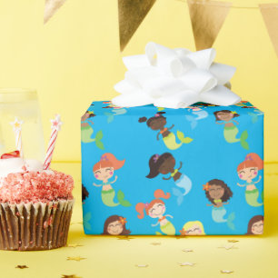 Mermaid Pool Birthday Party Kids Wrapping Paper