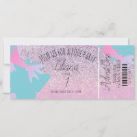 Mermaid Pool Faux Glitter Birthday Ticket Party