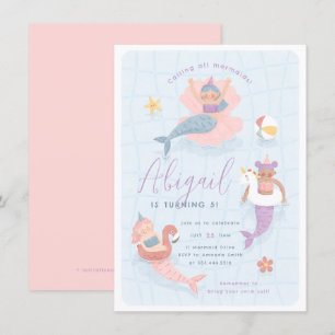 Mermaid Pool Party Birthday Invitation