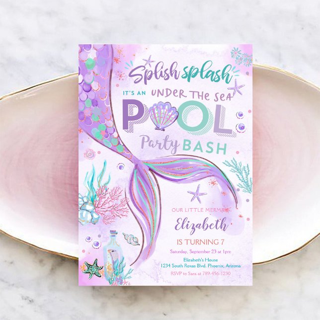Mermaid Pool Party Birthday Invitation (Creator Uploaded)